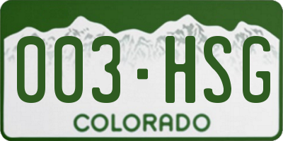 CO license plate 003HSG