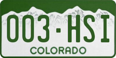 CO license plate 003HSI