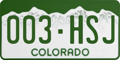 CO license plate 003HSJ