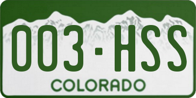 CO license plate 003HSS