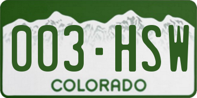 CO license plate 003HSW