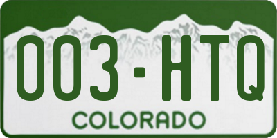 CO license plate 003HTQ