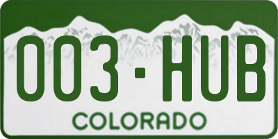 CO license plate 003HUB