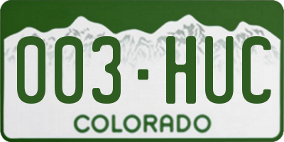 CO license plate 003HUC