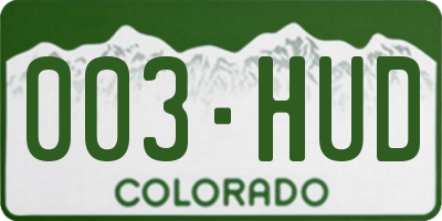 CO license plate 003HUD