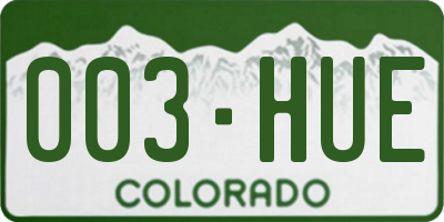 CO license plate 003HUE