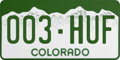 CO license plate 003HUF