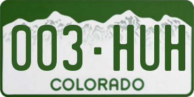 CO license plate 003HUH