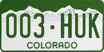 CO license plate 003HUK