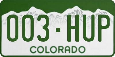 CO license plate 003HUP