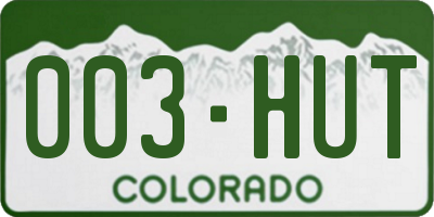 CO license plate 003HUT