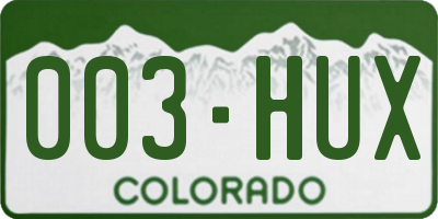 CO license plate 003HUX