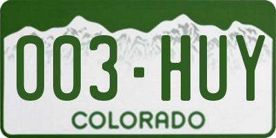 CO license plate 003HUY