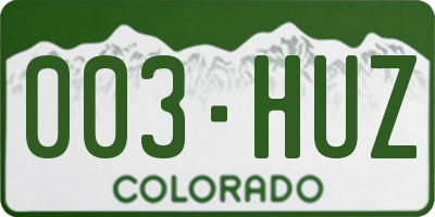 CO license plate 003HUZ