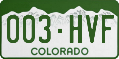 CO license plate 003HVF