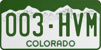 CO license plate 003HVM