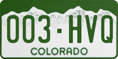 CO license plate 003HVQ