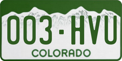 CO license plate 003HVU