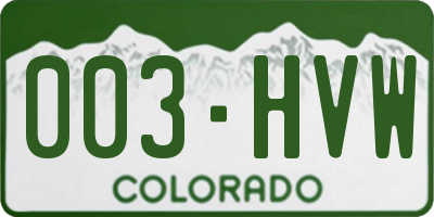 CO license plate 003HVW