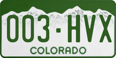 CO license plate 003HVX