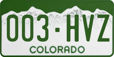 CO license plate 003HVZ