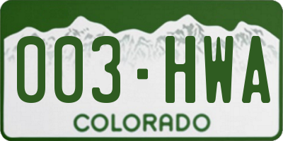 CO license plate 003HWA