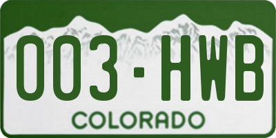 CO license plate 003HWB