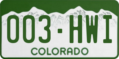 CO license plate 003HWI