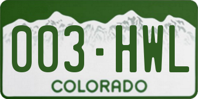 CO license plate 003HWL