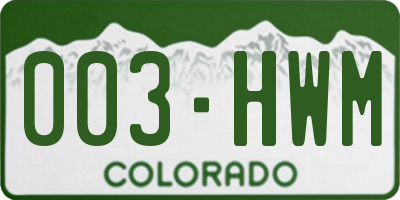 CO license plate 003HWM