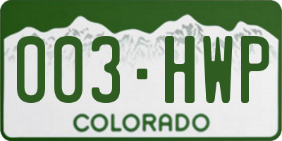 CO license plate 003HWP