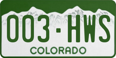 CO license plate 003HWS