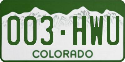 CO license plate 003HWU