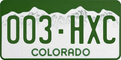 CO license plate 003HXC