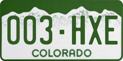 CO license plate 003HXE