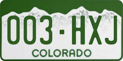 CO license plate 003HXJ