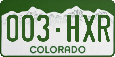 CO license plate 003HXR