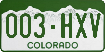 CO license plate 003HXV