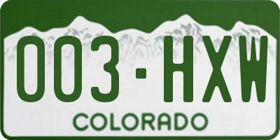 CO license plate 003HXW