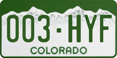 CO license plate 003HYF