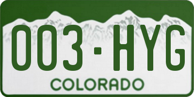 CO license plate 003HYG