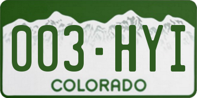 CO license plate 003HYI