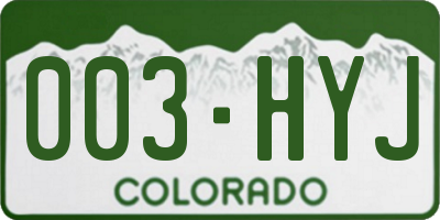 CO license plate 003HYJ