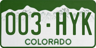 CO license plate 003HYK