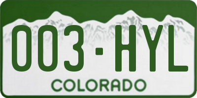 CO license plate 003HYL