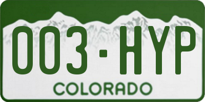 CO license plate 003HYP