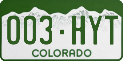 CO license plate 003HYT