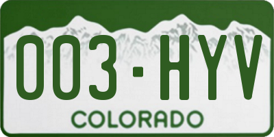 CO license plate 003HYV