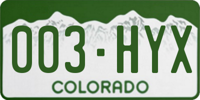 CO license plate 003HYX