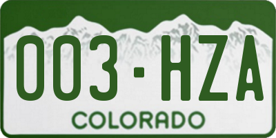 CO license plate 003HZA